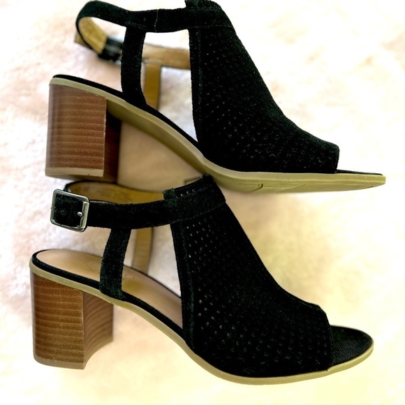 Franco Sarto Harlet2 Black Size 9 Slingbacks Suede Leather Block Heels NWOT - Picture 8 of 11